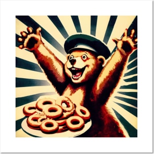 Happy Bear after raid on doughnut van III Posters and Art